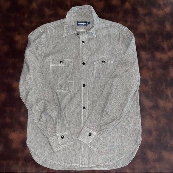 Guideboat Co. Men’s Ply the Waters Utility Shirt Steel Grey/Black EUC Cotton Med - Picture 3 of 7